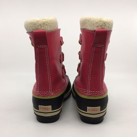Sorel Yoot Pac Winter Snow Boot Size 5 Pink leather Waterproof faux Sherpa - Picture 4 of 16